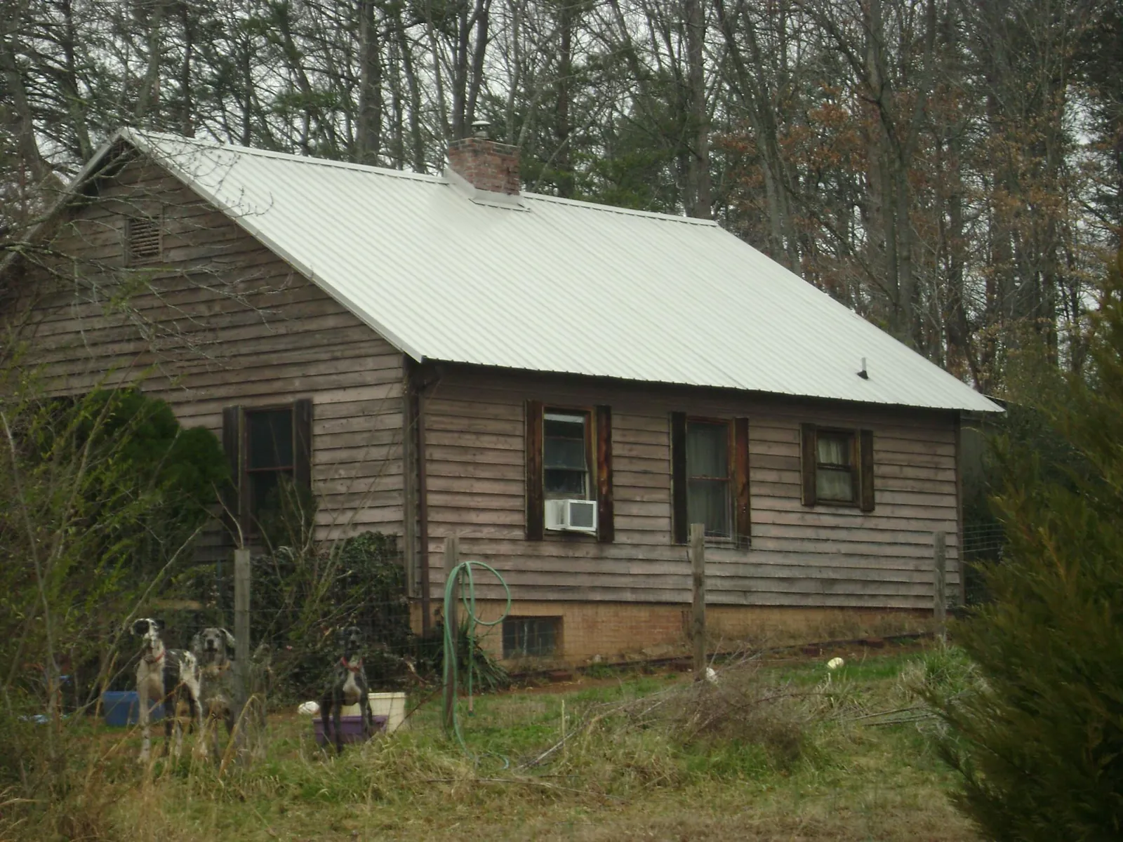 White metal roof on an old wood sided farmhouse, from a Metal Roof Installation job in Chestertown